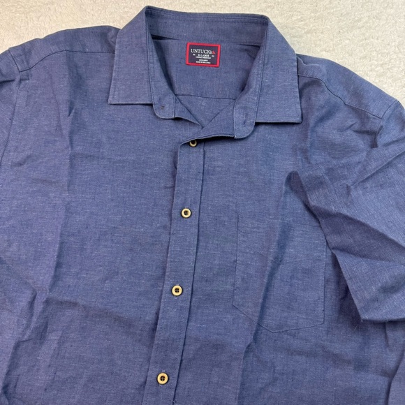 Untuckit Men’s Blue Linen Buttondown Shirt Short Sleeve Size XL - Picture 1 of 5